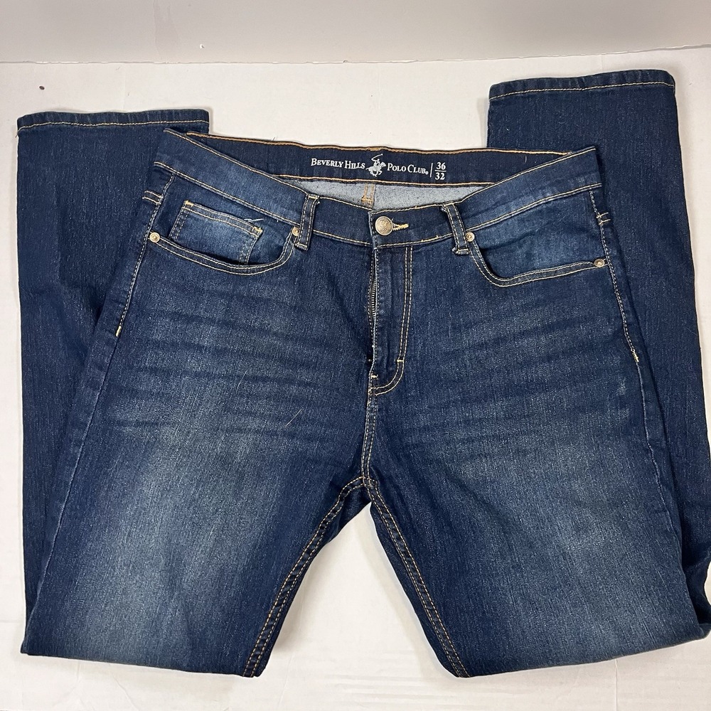 Beverly Hills Polo Club‎ Mens Jeans 36x32 Straight Leg Dark Wash Denim